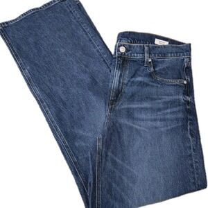 AYR The Secret Sauce Jeans Womens 31L Wide Leg Dark Wash Made in LA Cotton Blend